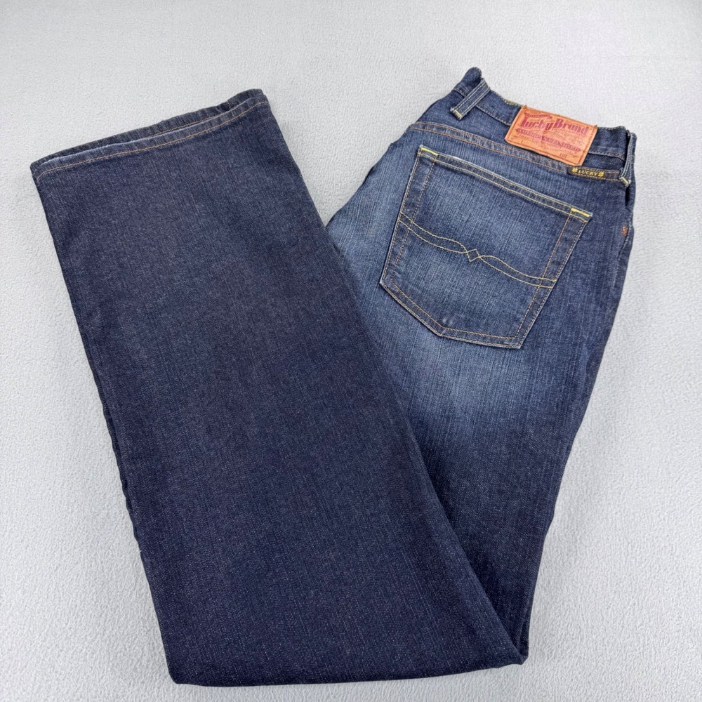 Lucky Brand Dungarees Classic Fit Jeans Mens 32 Dark Wash Indigo Straight Leg